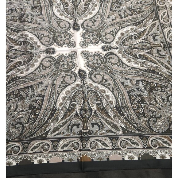 Paisley Print Square Scarf Black/Brown 27x27 Western Wild Rag - Picture 9 of 13